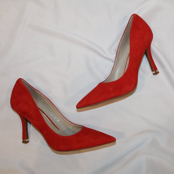 NEW KENNETH COLE ROMI WOMEN'S SIZE 8 RED SUEDE PUMP SANDALS‎ - Picture 2 of 7